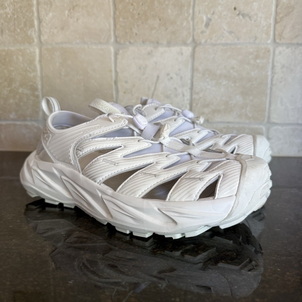 Hoka One One U Hopara White 1123112 WHWH W's 10 M'9 Unisex Sandals Excellent